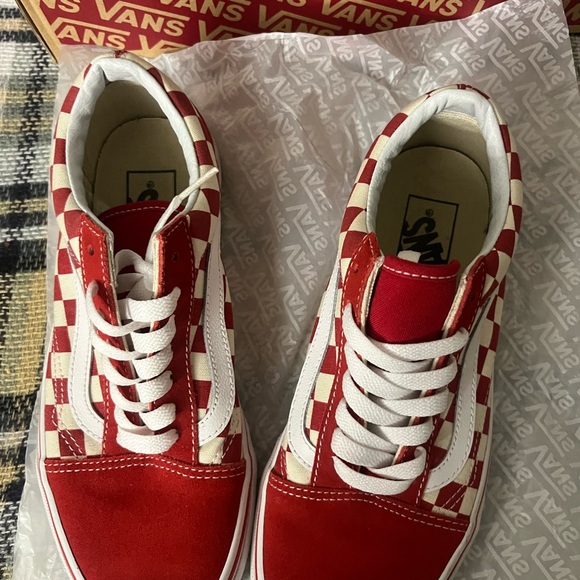 Vans Red and White Checkered Shoes - Picture 2 of 6
